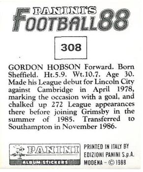 1987-88 Panini Football 88 (UK) #308 Gordon Hobson Back