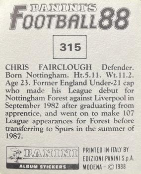 1987-88 Panini Football 88 (UK) #315 Chris Fairclough Back
