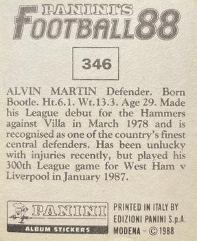 1987-88 Panini Football 88 (UK) #346 Alvin Martin Back