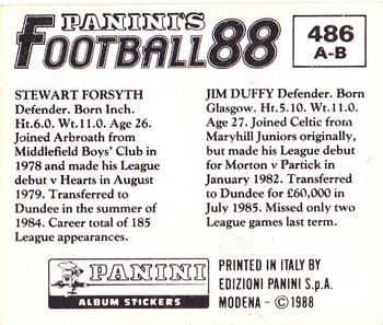 1987-88 Panini Football 88 (UK) #486 Jim Duffy / Stewart Forsyth Back