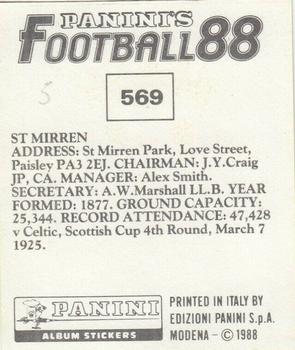 1987-88 Panini Football 88 (UK) #569 St. Mirren Club Badge Back