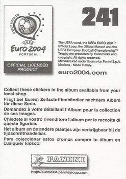 2004 Panini UEFA Euro 2004 Stickers #241 Francesco Toldo Back