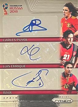 2018 Panini Prizm FIFA World Cup - Trio Signatures #TS-PER Carles Puyol / Luis Enrique / Raul Front