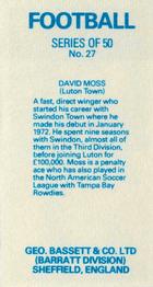 1983-84 Bassett & Co. Soccer #27 David Moss Back
