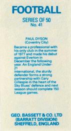 1983-84 Bassett & Co. Soccer #41 Paul Dyson Back
