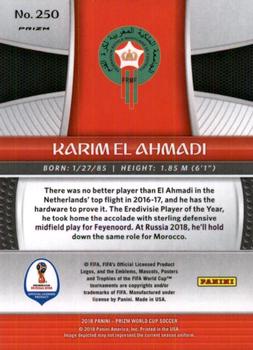 2018 Panini Prizm FIFA World Cup - Mojo Prizm #250 Karim El Ahmadi Back