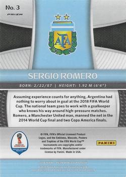 2018 Panini Prizm FIFA World Cup - Green & Orange Wave Prizm #3 Sergio Romero Back