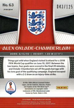 2018 Panini Prizm FIFA World Cup - Light Blue Lazer Prizm #63 Alex Oxlade-Chamberlain Back