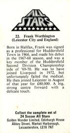 1978 Golden Wonder All-Stars #22 Frank Worthington Back