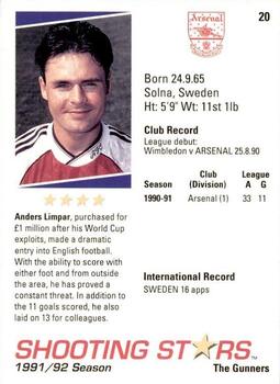 1991-92 Merlin Shooting Stars UK #20 Anders Limpar Back