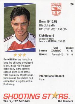 1991-92 Merlin Shooting Stars UK #24 David Hillier Back