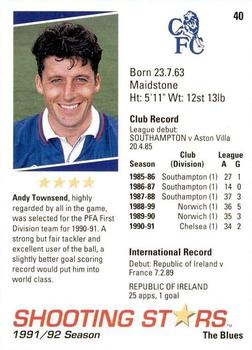 1991-92 Merlin Shooting Stars UK #40 Andy Townsend Back