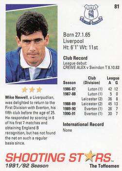 1991-92 Merlin Shooting Stars UK #81 Mike Newell Back