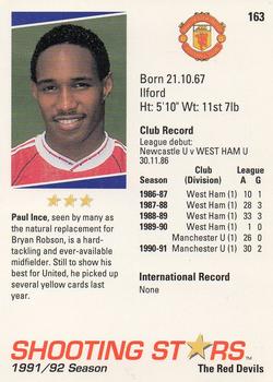 1991-92 Merlin Shooting Stars UK #163 Paul Ince Back
