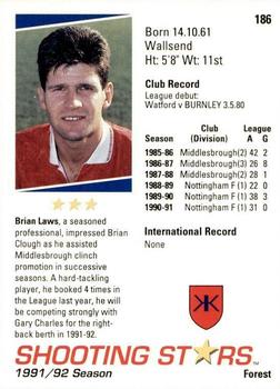 1991-92 Merlin Shooting Stars UK #186 Brian Laws Back