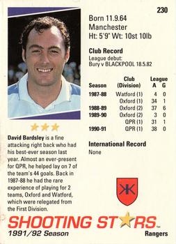 1991-92 Merlin Shooting Stars UK #230 David Bardsley Back