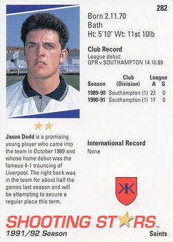 1991-92 Merlin Shooting Stars UK #282 Jason Dodd Back