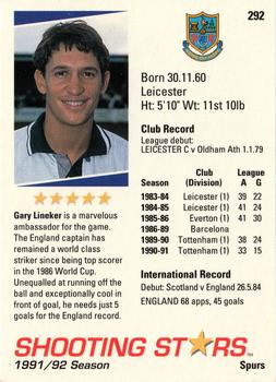 1991-92 Merlin Shooting Stars UK #292 Gary Lineker Back