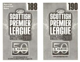 2011 Panini Scottish Premier League Stickers #188 / 190 Craig Thomson / Marius Zaliukas Back