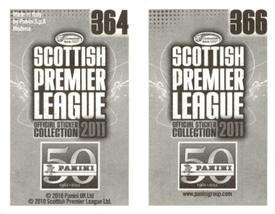 2011 Panini Scottish Premier League Stickers #364 / 366 Steve Jennings / Keith Lasley Back