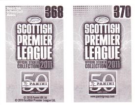 2011 Panini Scottish Premier League Stickers #368 / 370 Ross Forbes / Alan Gow Back