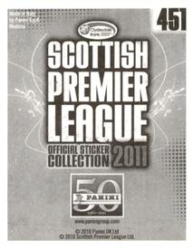 2011 Panini Scottish Premier League Stickers #451 Graham Gartland Back