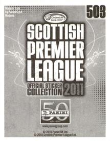 2011 Panini Scottish Premier League Stickers #503 Craig Dargo Back