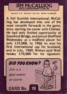 1971-72 A&BC Gum English Footballers (Purple Backs) #70 Jim McCalliog Back