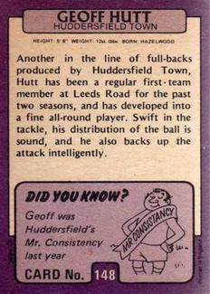 1971-72 A&BC Gum English Footballers (Purple Backs) #148 Geoff Hutt Back