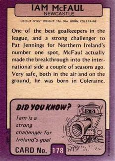1971-72 A&BC Gum English Footballers (Purple Backs) #178 Iam McFaul Back