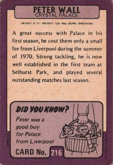 1971-72 A&BC Gum English Footballers (Purple Backs) #216 Peter Wall Back
