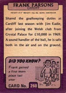 1971-72 A&BC Gum English Footballers (Purple Backs) #260 Frank Parsons Back
