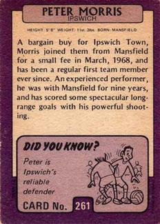 1971-72 A&BC Gum English Footballers (Purple Backs) #261 Peter Morris Back