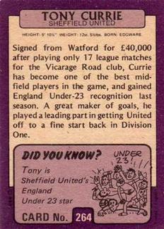 1971-72 A&BC Gum English Footballers (Purple Backs) #264 Tony Currie Back