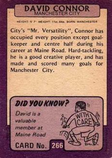 1971-72 A&BC Gum English Footballers (Purple Backs) #266 David Connor Back