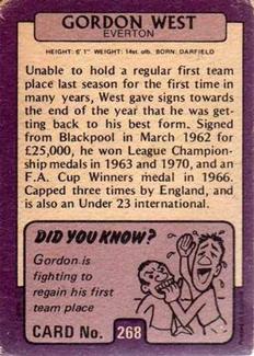 1971-72 A&BC Gum English Footballers (Purple Backs) #268 Gordon West Back