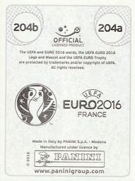 2016 Panini UEFA Euro Stickers #204a / 204b Jonathan Williams / Joe Ledley Back