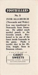 1959 Cadet Sweets Footballers #5 Ivor Allchurch Back