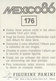1986 Panini World Cup Stickers #176 Jean-Marc Ferreri Back