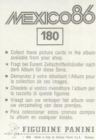 1986 Panini World Cup Stickers #180 Bruno Bellone Back