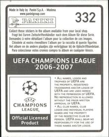 2006-07 Panini UEFA Champions League Stickers #332 Orhan Ak Back