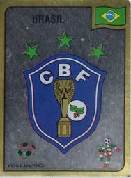 1990 Panini Italia '90 World Cup Stickers #191 Confederacao Brasileira de Futebol emblem Front