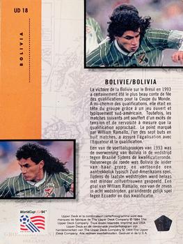 1994 Upper Deck World Cup Contenders French/Dutch - UD Set #UD18 Bolivia Back