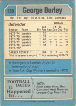 1979-80 Topps #138 George Burley Back