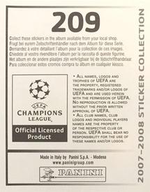 2007-08 Panini UEFA Champions League Stickers #209 Ryan Babel Back