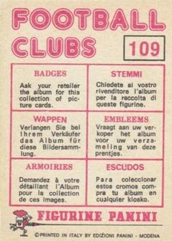 1975-76 Panini Football Clubs Stickers #109 Club Badge Back