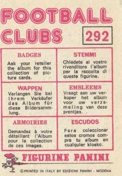 1975-76 Panini Football Clubs Stickers #292 Club Badge Back