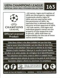 2010-11 Panini UEFA Champions League Stickers #163 Ricardo Costa Back