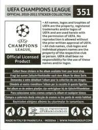 2010-11 Panini UEFA Champions League Stickers #351 Jose Bosingwa Back