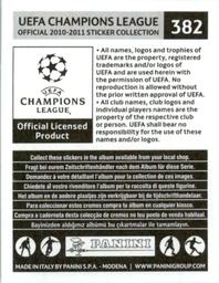 2010-11 Panini UEFA Champions League Stickers #382 Martin Stranzl Back